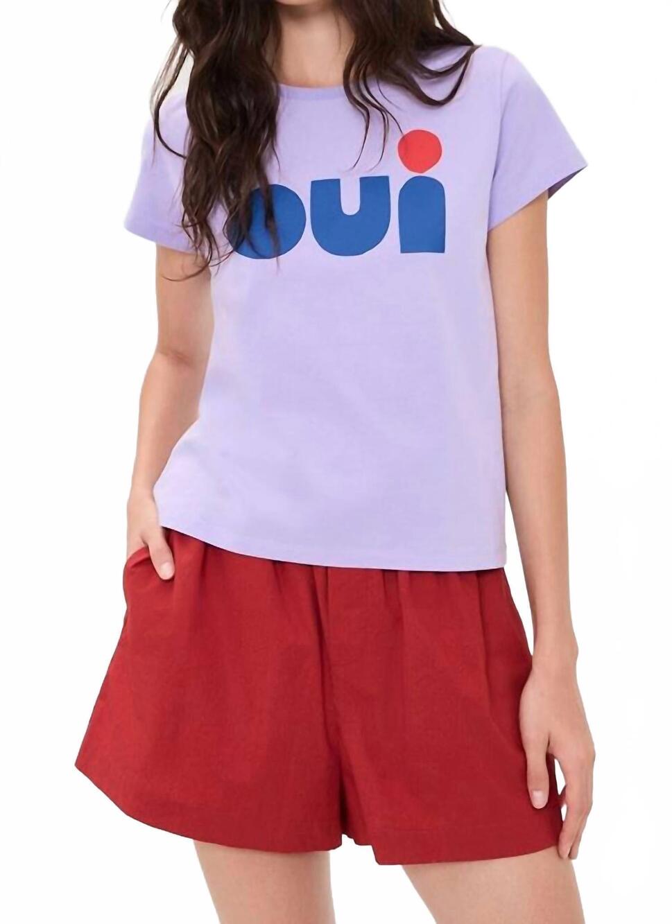 NEW CLARE V. classic cut-out oui short sleeve tee in jacaranda